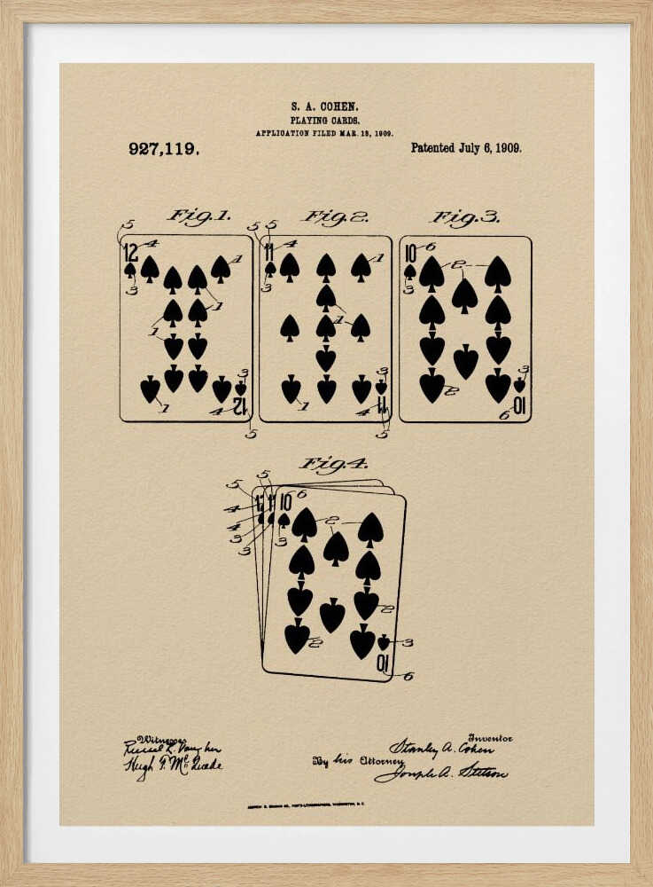 Playing Cards Patent 1909 - Poster / Art Print