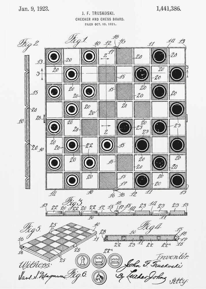 Checker and Chess Board Patent 1921 - Poster / Art Print