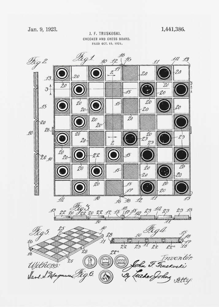 Checker and Chess Board Patent 1921 - Poster / Art Print