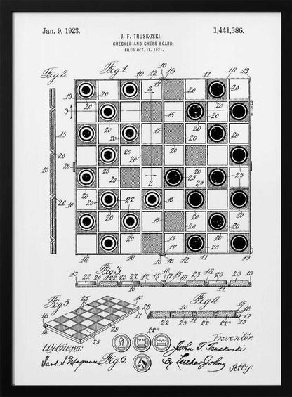 Checker and Chess Board Patent 1921 - Poster / Art Print
