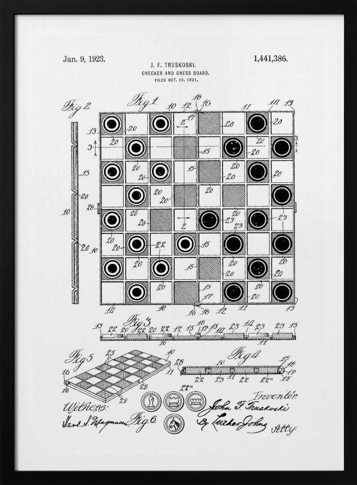 Checker and Chess Board Patent 1921 - Poster / Art Print