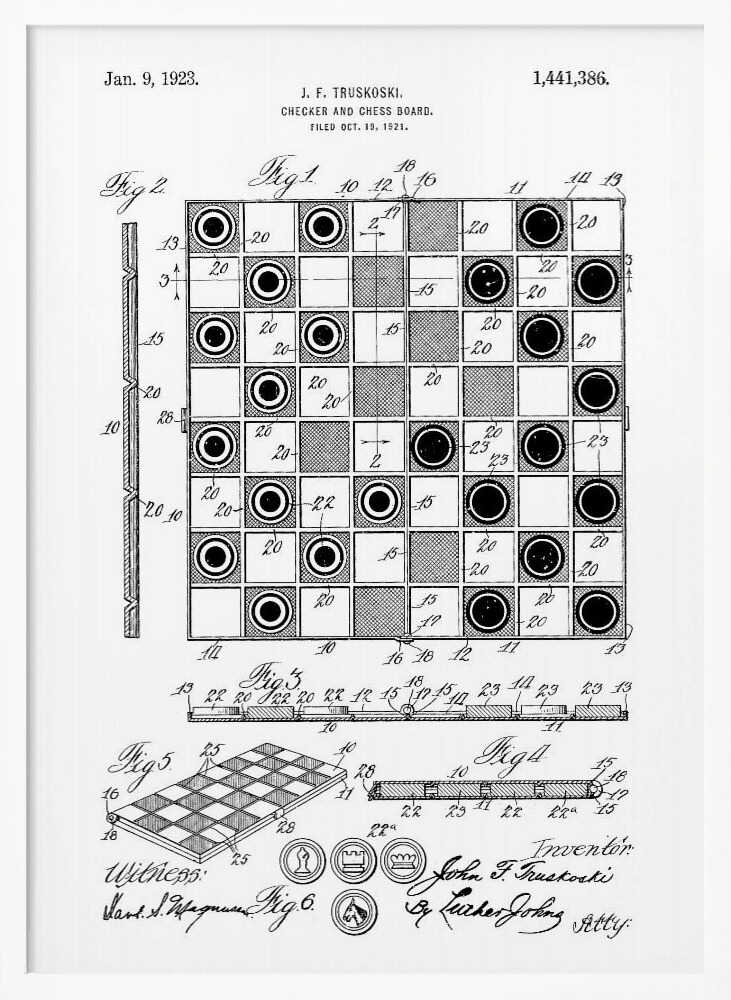 Checker and Chess Board Patent 1921 - Poster / Art Print
