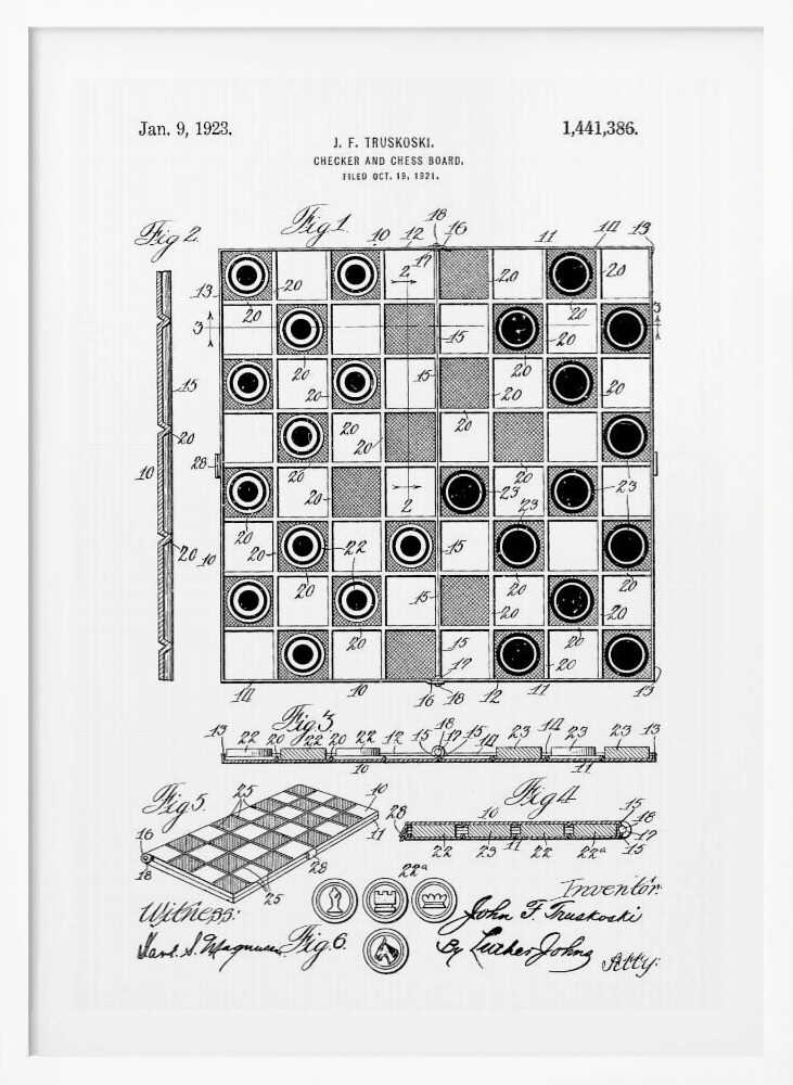 Checker and Chess Board Patent 1921 - Poster / Art Print