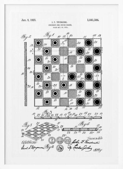 Checker and Chess Board Patent 1921 - Poster / Art Print