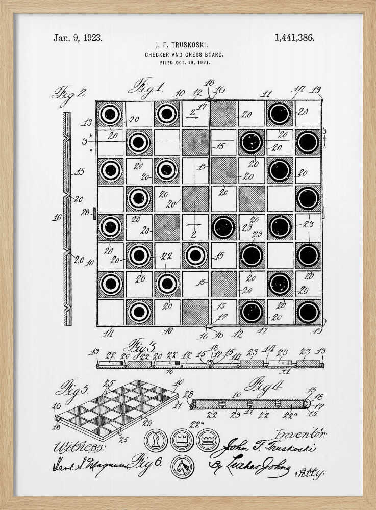 Checker and Chess Board Patent 1921 - Poster / Art Print