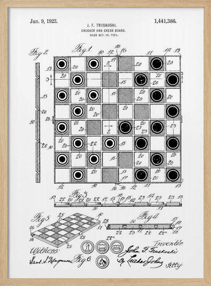 Checker and Chess Board Patent 1921 - Poster / Art Print
