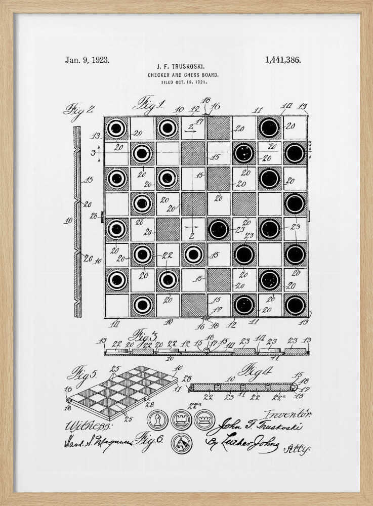 Checker and Chess Board Patent 1921 - Poster / Art Print