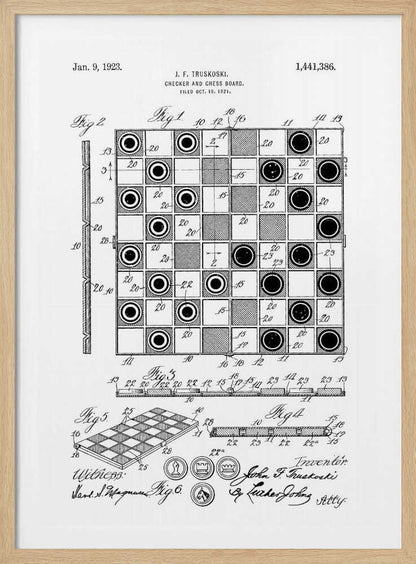 Checker and Chess Board Patent 1921 - Poster / Art Print