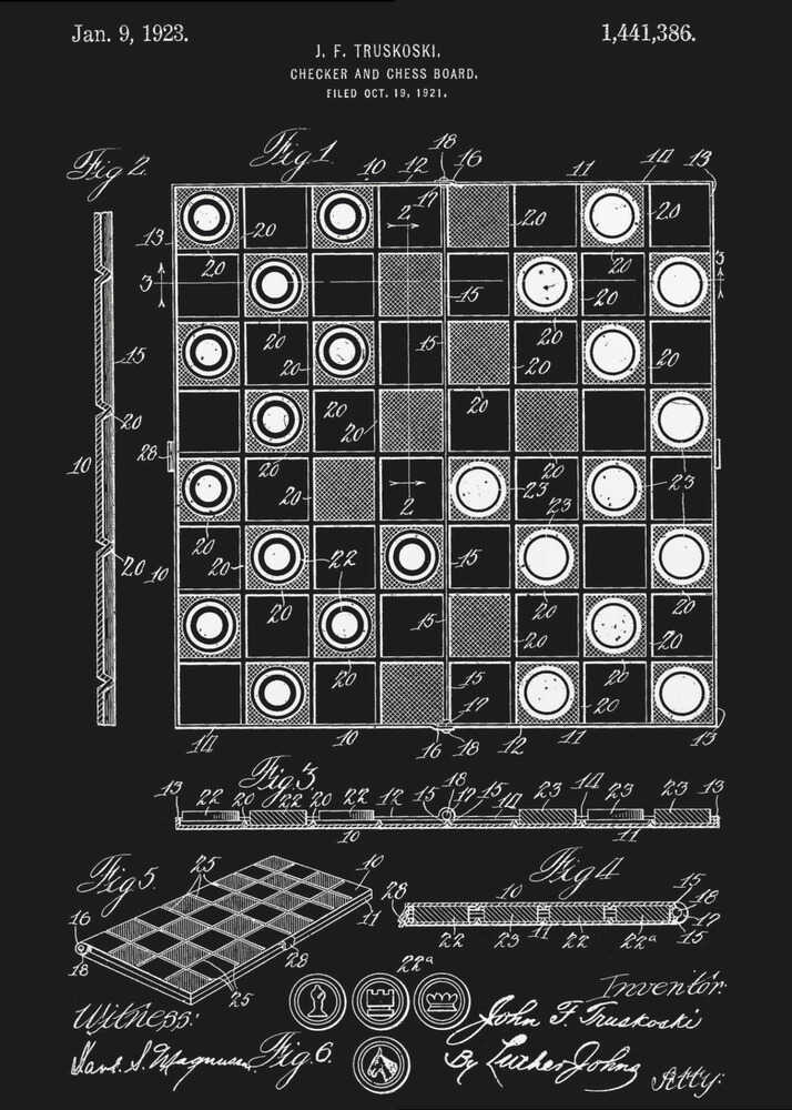 Checker and Chess Board Patent 1921 - Poster / Art Print