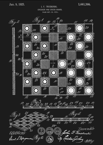 Checker and Chess Board Patent 1921 - Poster / Art Print
