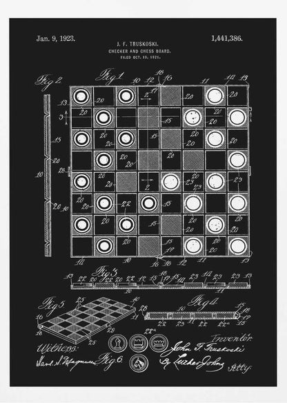 Checker and Chess Board Patent 1921 - Poster / Art Print