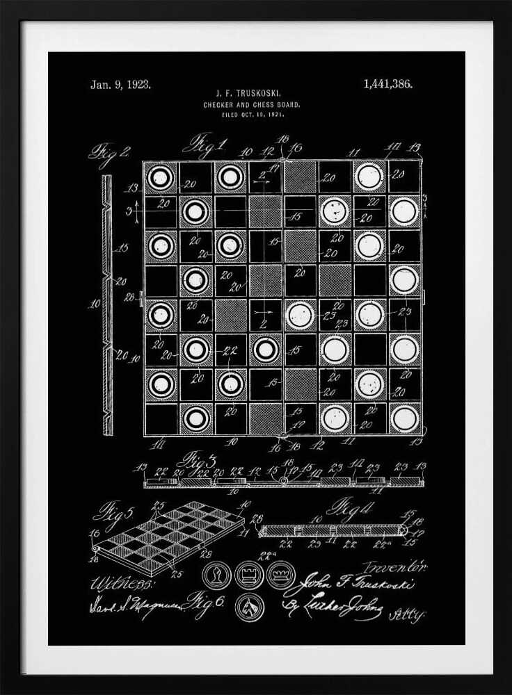 Checker and Chess Board Patent 1921 - Poster / Art Print