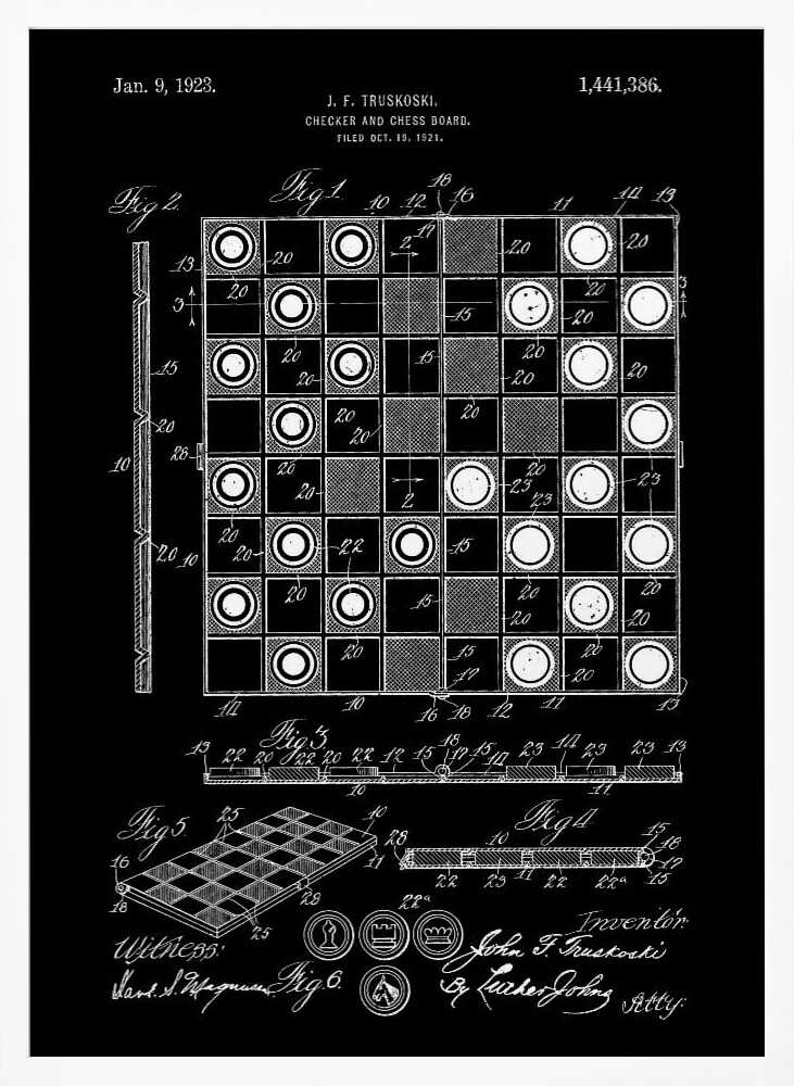 Checker and Chess Board Patent 1921 - Poster / Art Print