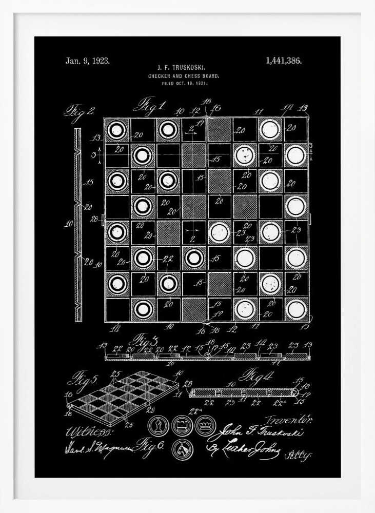 Checker and Chess Board Patent 1921 - Poster / Art Print