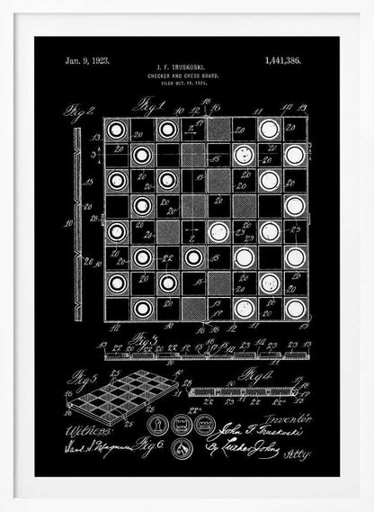 Checker and Chess Board Patent 1921 - Poster / Art Print