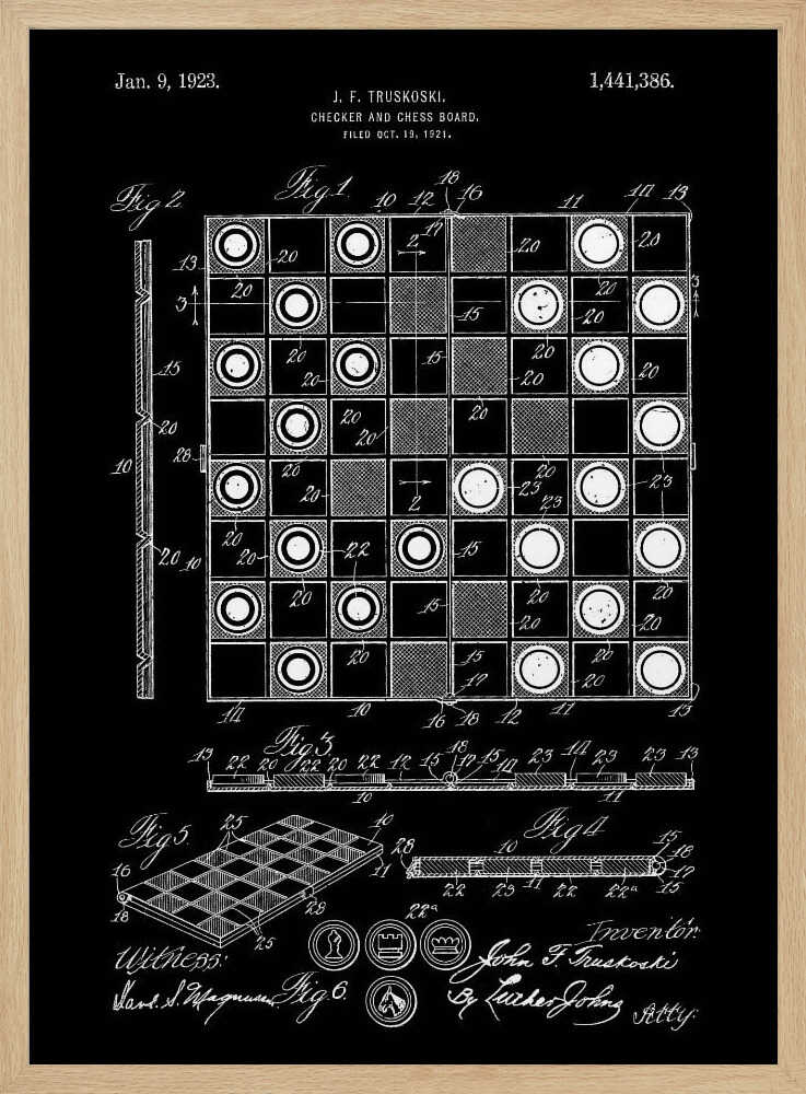 Checker and Chess Board Patent 1921 - Poster / Art Print