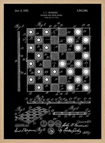 Checker and Chess Board Patent 1921 - Poster / Art Print