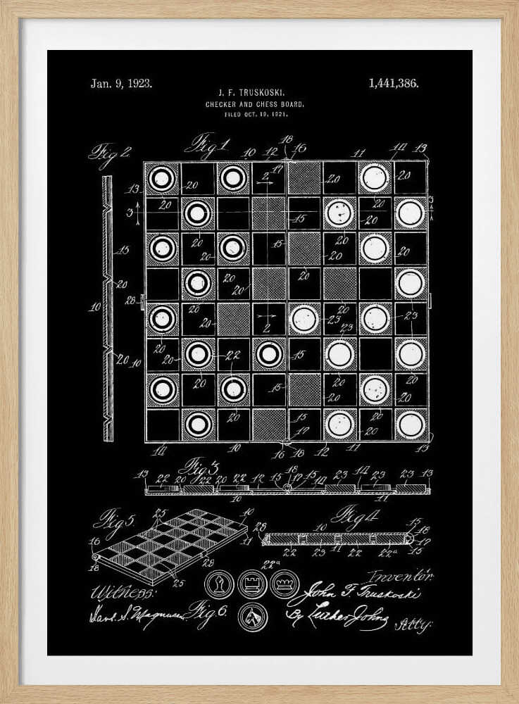 Checker and Chess Board Patent 1921 - Poster / Art Print