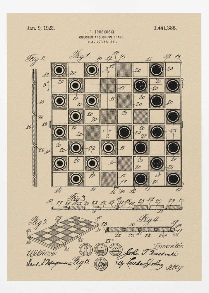 Checker and Chess Board Patent 1921 - Poster / Art Print