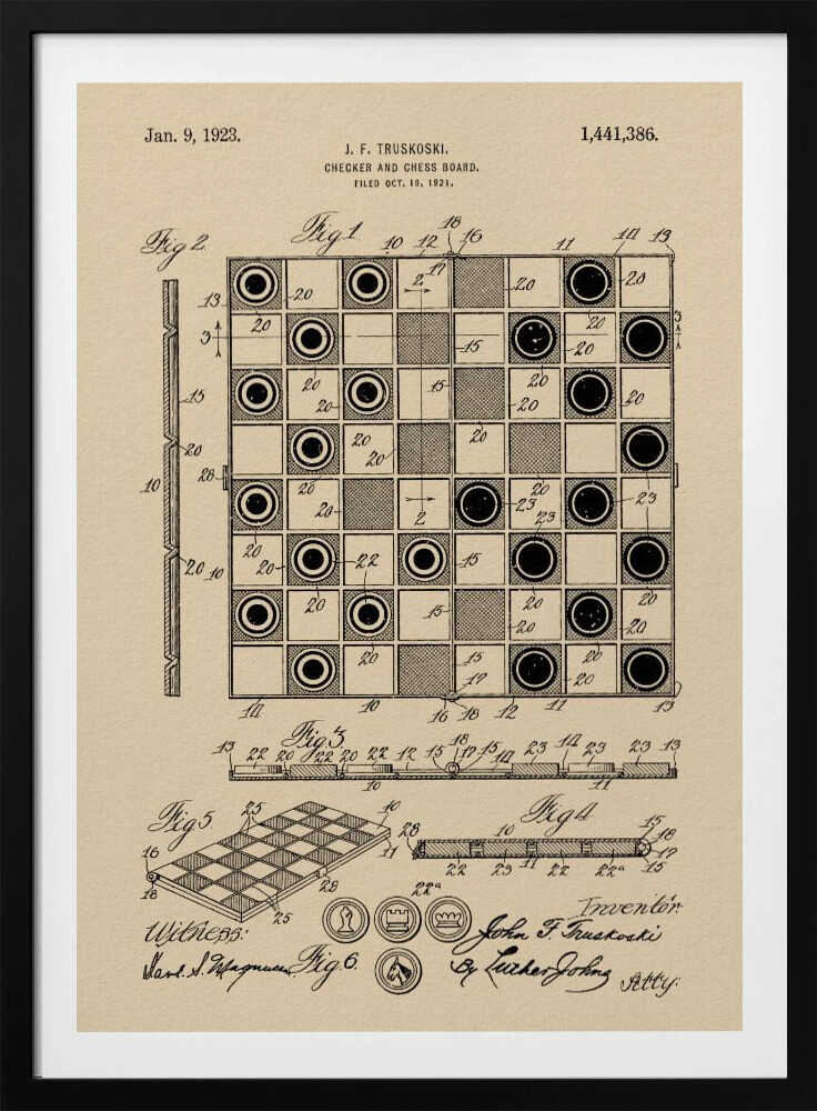 Checker and Chess Board Patent 1921 - Poster / Art Print