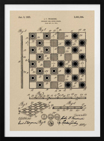 Checker and Chess Board Patent 1921 - Poster / Art Print