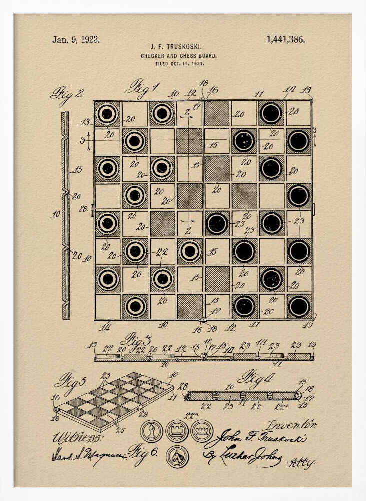 Checker and Chess Board Patent 1921 - Poster / Art Print