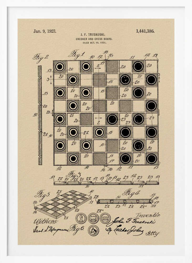 Checker and Chess Board Patent 1921 - Poster / Art Print