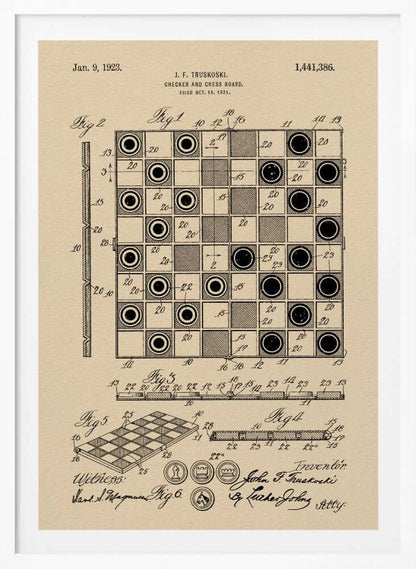 Checker and Chess Board Patent 1921 - Poster / Art Print