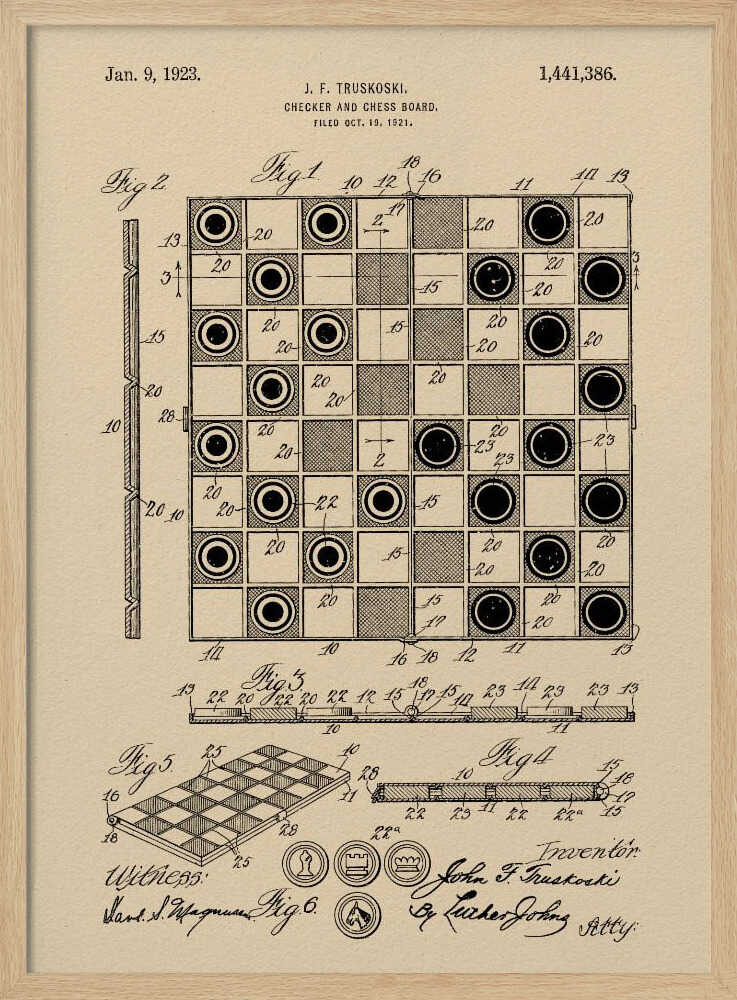 Checker and Chess Board Patent 1921 - Poster / Art Print