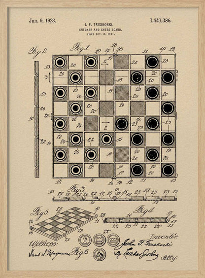 Checker and Chess Board Patent 1921 - Poster / Art Print