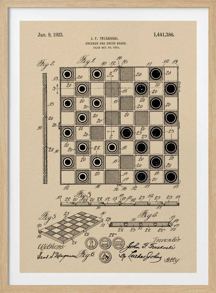 Checker and Chess Board Patent 1921 - Poster / Art Print