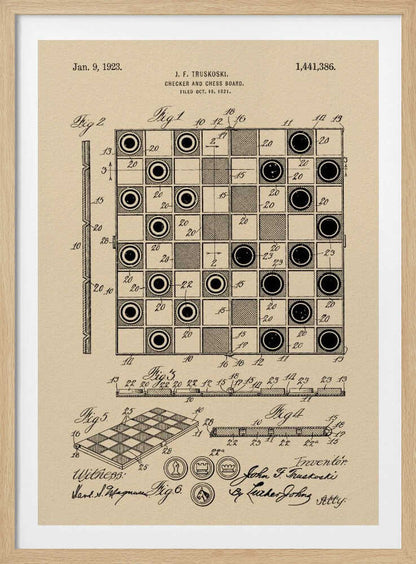 Checker and Chess Board Patent 1921 - Poster / Art Print