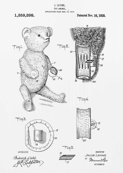 Teddybear Patent 1920 - Poster / Art Print