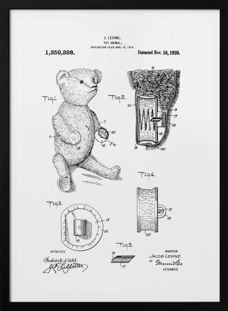 Teddybear Patent 1920 - Poster / Art Print