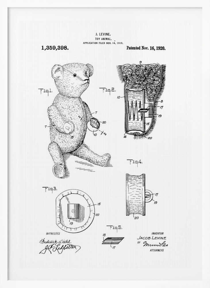 Teddybear Patent 1920 - Poster / Art Print