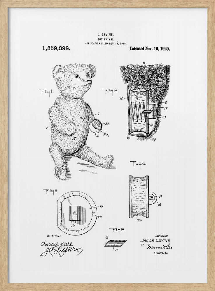 Teddybear Patent 1920 - Poster / Art Print