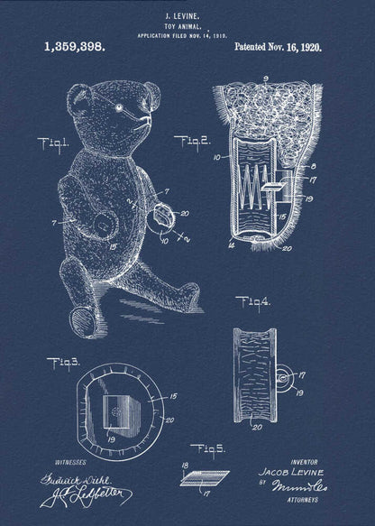 Teddybear Patent 1920 - Poster / Art Print