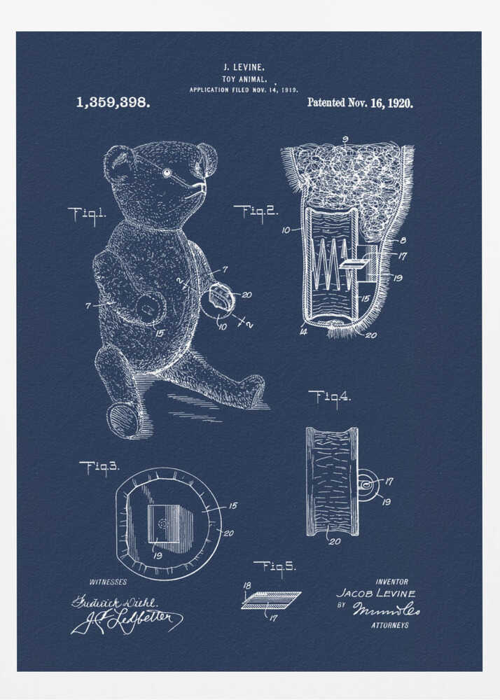 Teddybear Patent 1920 - Poster / Art Print