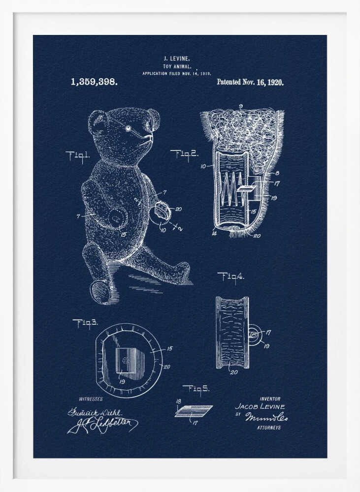Teddybear Patent 1920 - Poster / Art Print