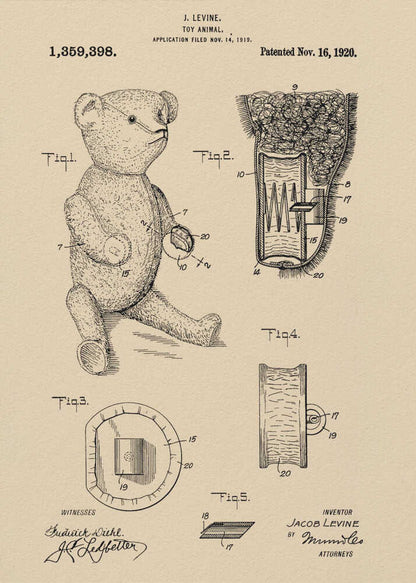Teddybear Patent 1920 - Poster / Art Print