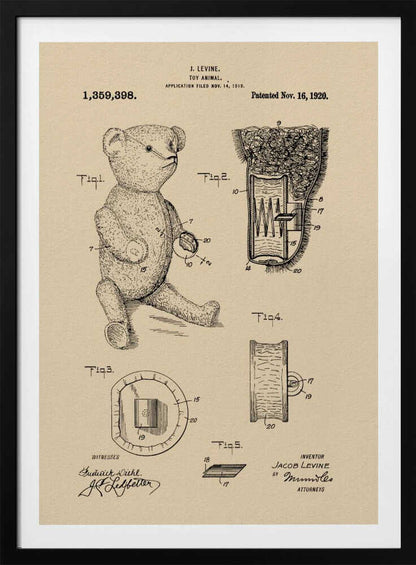 Teddybear Patent 1920 - Poster / Art Print
