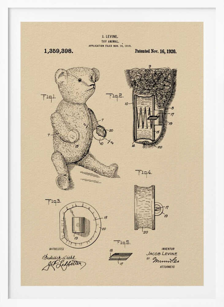 Teddybear Patent 1920 - Poster / Art Print