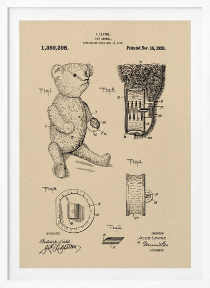 Teddybear Patent 1920 - Poster / Art Print