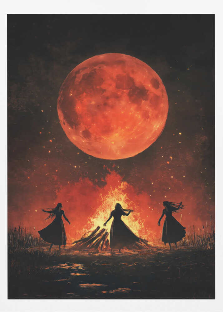 Dancing Witches Halloween Scene (1) - Poster / Art Print
