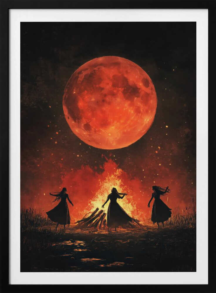 Dancing Witches Halloween Scene (1) - Poster / Art Print