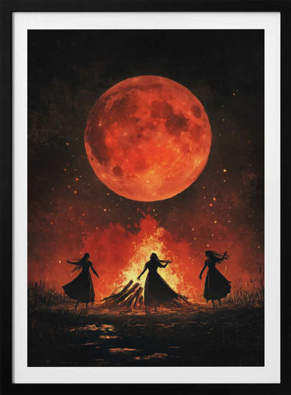 Dancing Witches Halloween Scene (1) - Poster / Art Print