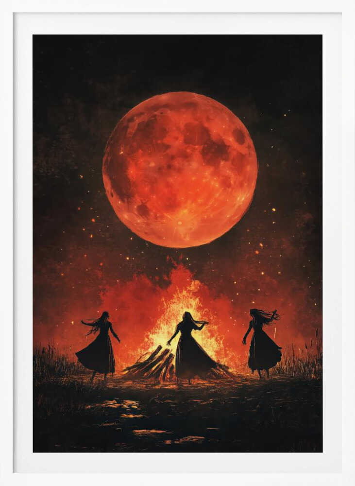 Dancing Witches Halloween Scene (1) - Poster / Art Print