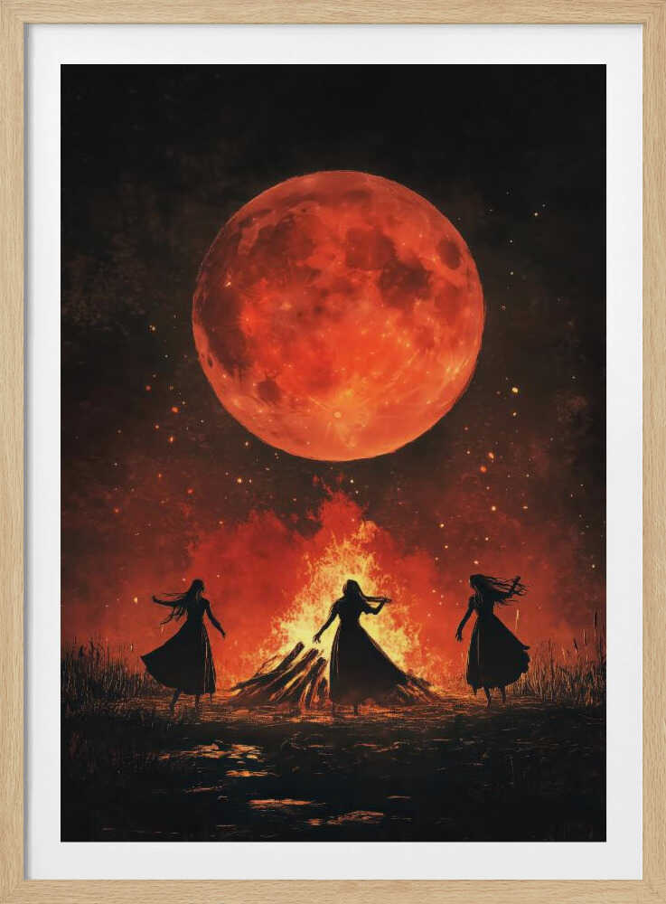 Dancing Witches Halloween Scene (1) - Poster / Art Print