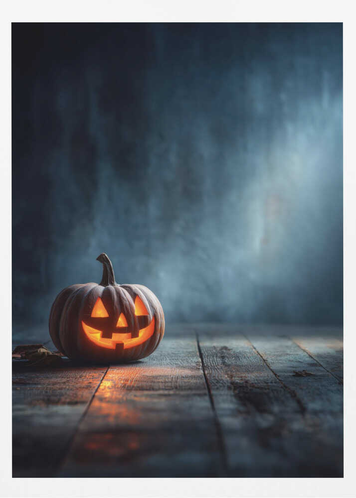 Lantern Pumpkin Halloween Scene (1) - Poster / Art Print