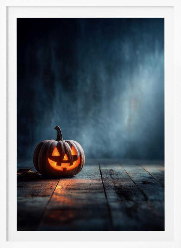 Lantern Pumpkin Halloween Scene (1) - Poster / Art Print